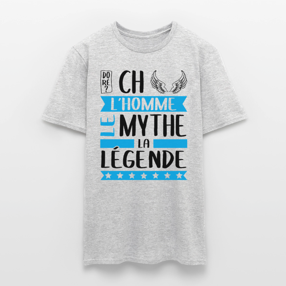 T-shirt homme coloris clair Michel en rébus – L’homme, le mythe, la légende - gris chiné