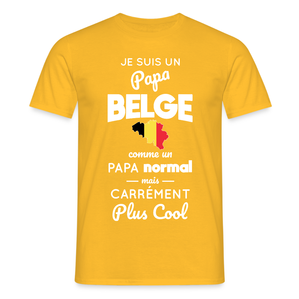 T-shirt Homme - Papa Belge Plus Cool - jaune