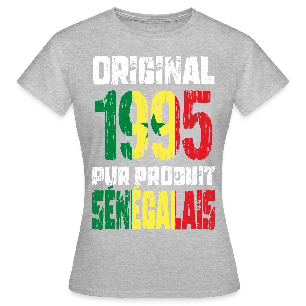 T-shirt Femme - Anniversaire 30 Ans - Original 1995 - Pur produit Sénégalais - gris chiné