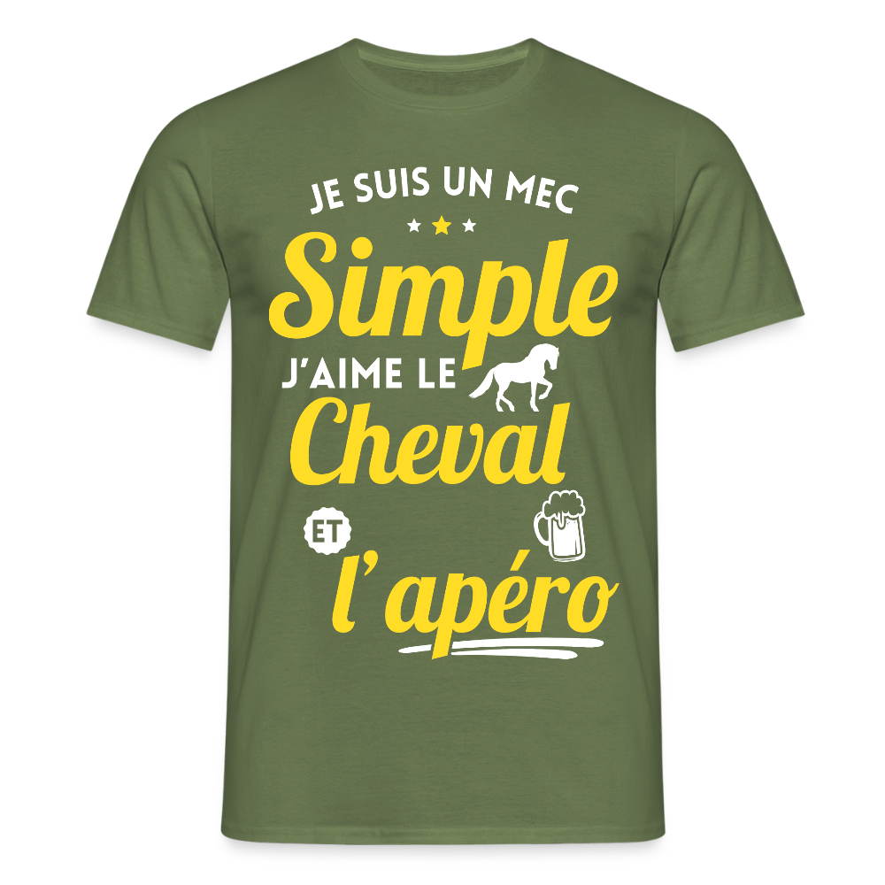 T-shirt Homme - J'aime le cheval et l'apéro - vert militaire