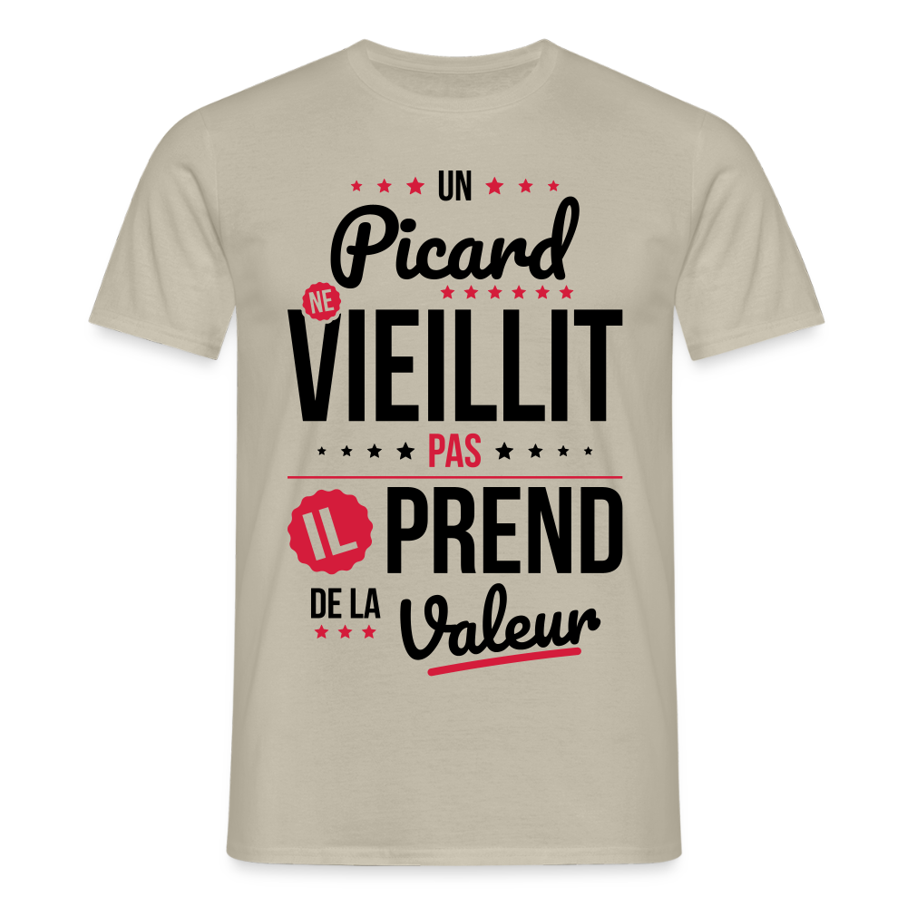 T-shirt Homme - Un Picard ne vieillit pas - beige sable