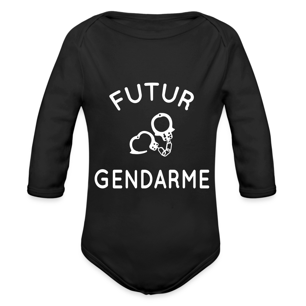 Body Bébé bio manches longues - Futur gendarme - noir
