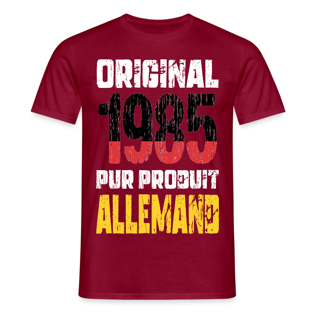 T-shirt Homme - Anniversaire 40 Ans - Original 1985 - Pur produit Allemand - rouge brique
