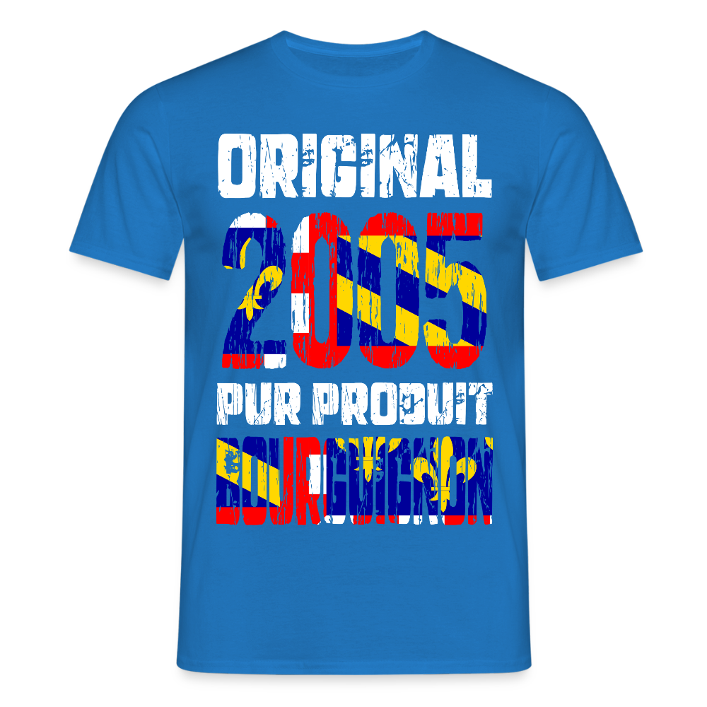T-shirt Homme - Anniversaire 20 Ans - Original 2005 - Pur produit Bourguignon - bleu royal