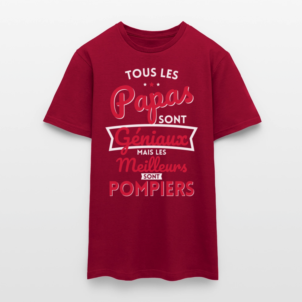 T-shirt Homme - Papas géniaux - Les meilleurs sont pompiers - rouge brique