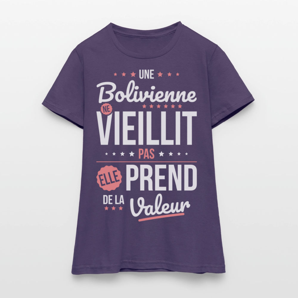 T-shirt Femme - Une Bolivienne ne vieillit pas - violet foncé