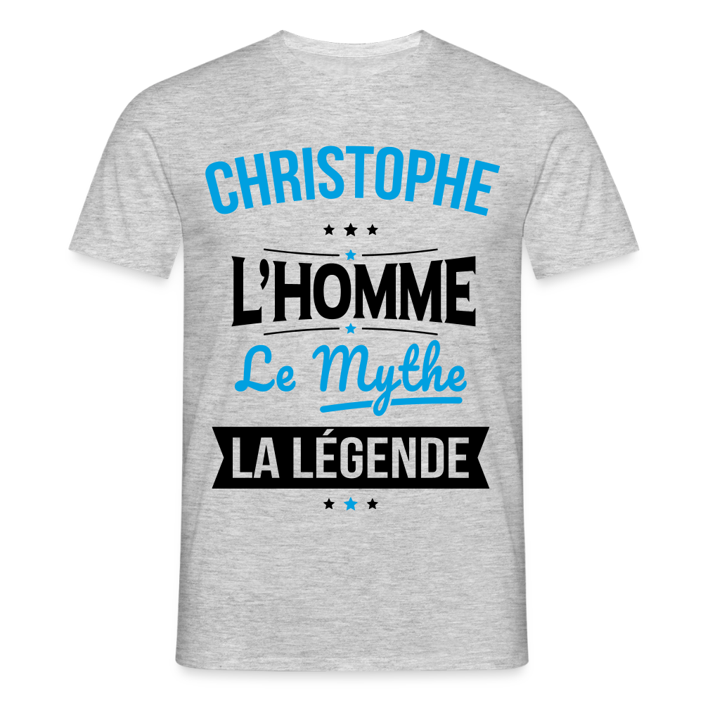 T-shirt Homme - Christophe - l'Homme - le Mythe - la Légende - gris chiné