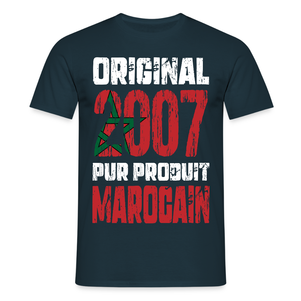 T-shirt Homme - Anniversaire 18 Ans - Original 2007 - Pur produit Marocain - marine