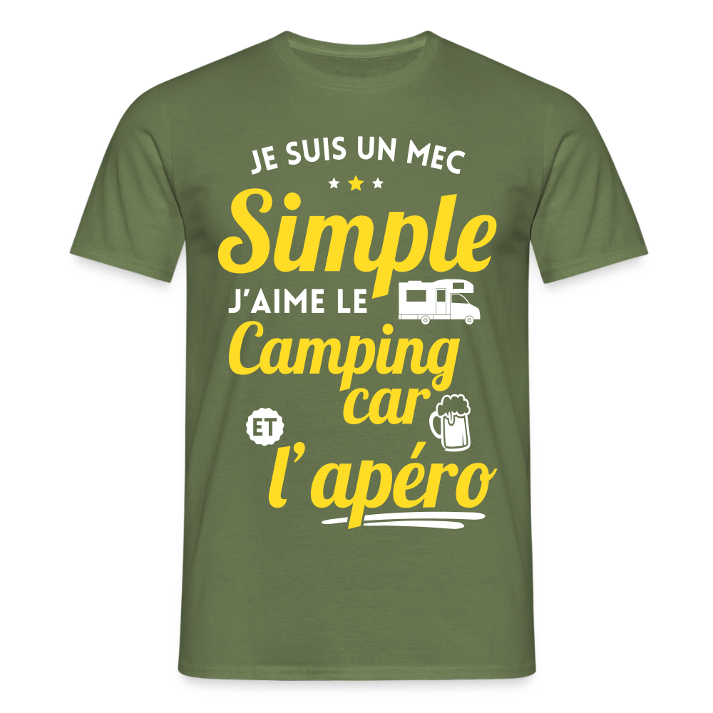 T-shirt Homme - J'aime le camping-car et l'apéro - vert militaire