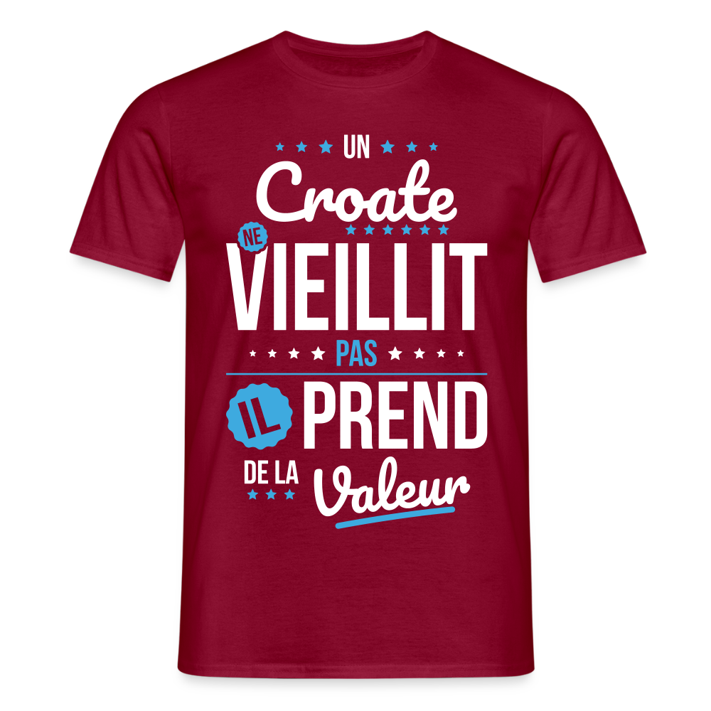 T-shirt Homme - Un Croate ne vieillit pas - rouge brique
