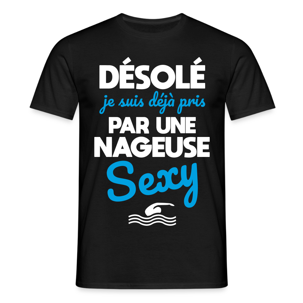 T-shirt Homme - Je suis pris par une nageuse sexy - noir