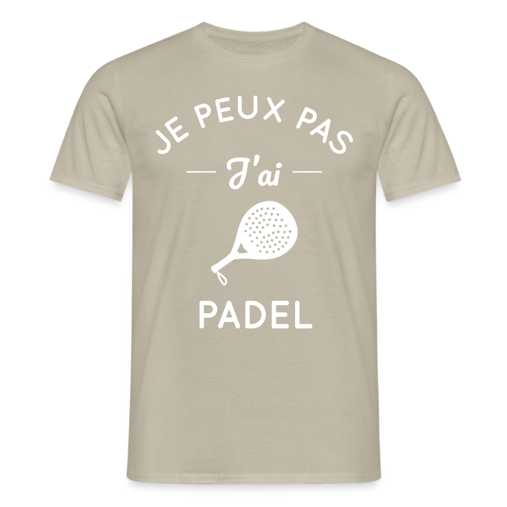 T-shirt padel Homme original - Je peux pas j'ai padel - beige sable