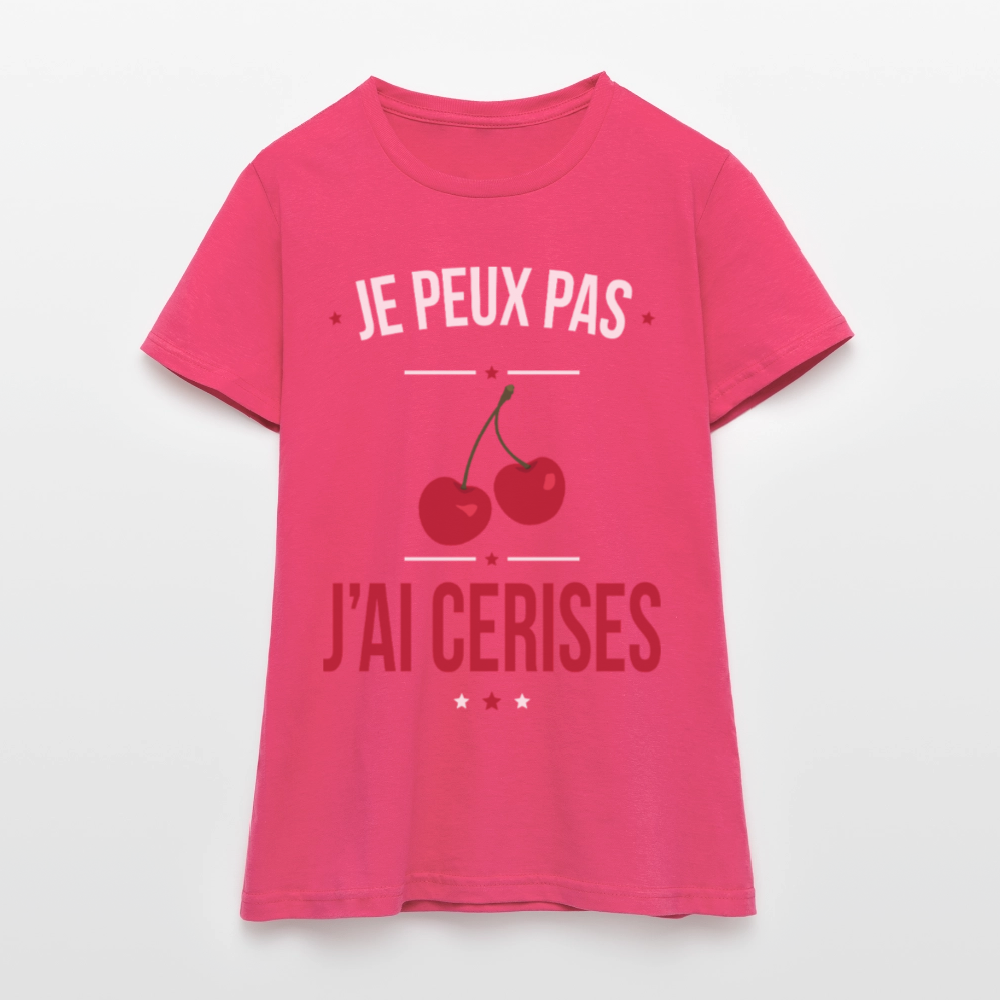 T-shirt Femme - Je peux pas j'ai cerises - rose azalée