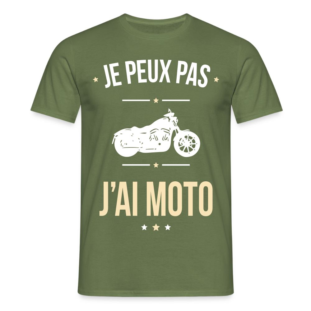 T-shirt Homme - Je peux pas j'ai Moto - vert militaire