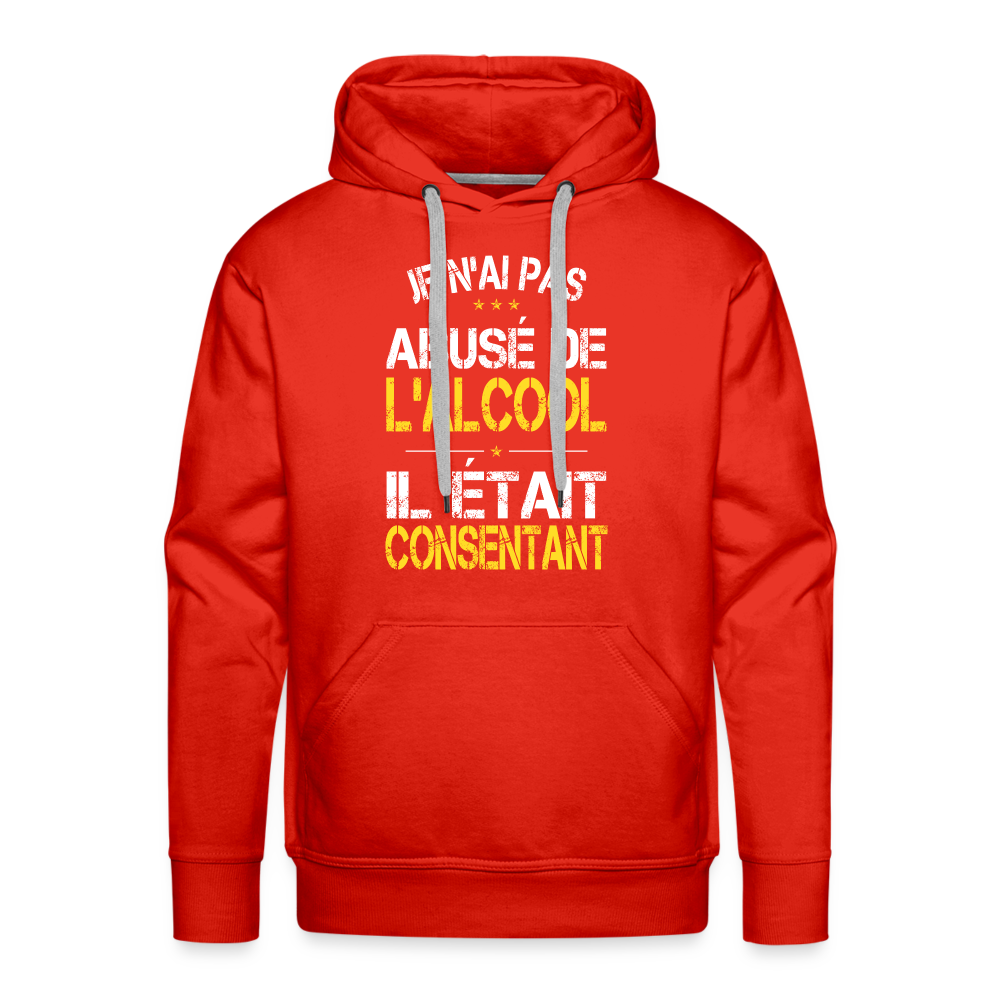 Sweat à capuche Premium Homme - Je n'ai pas abusé de l'alcool - rouge