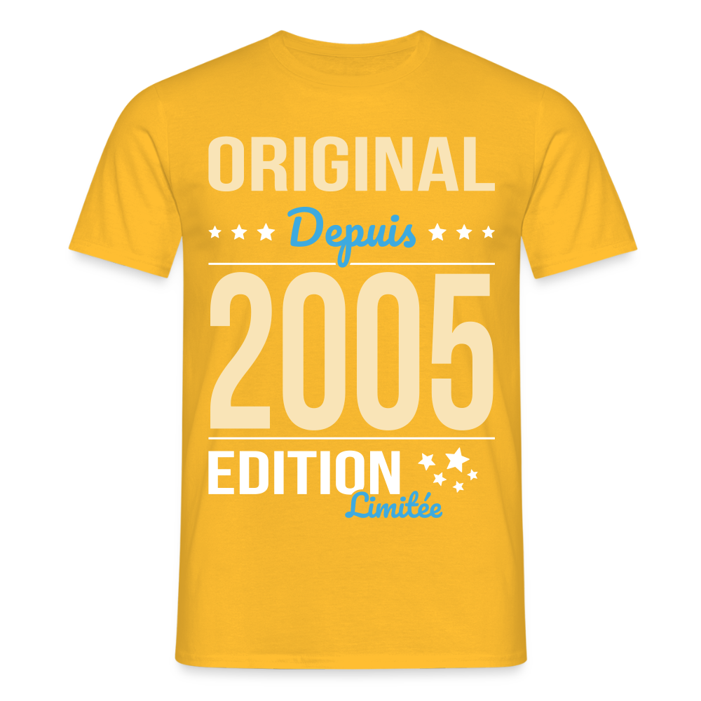 T-shirt Homme - Anniversaire 20 Ans - Original depuis 2005 - jaune