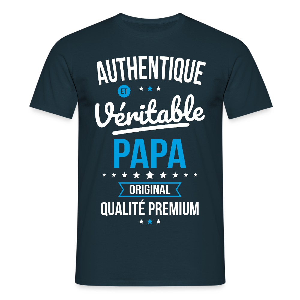 T-shirt Homme - Authentique et Véritable Papa - marine