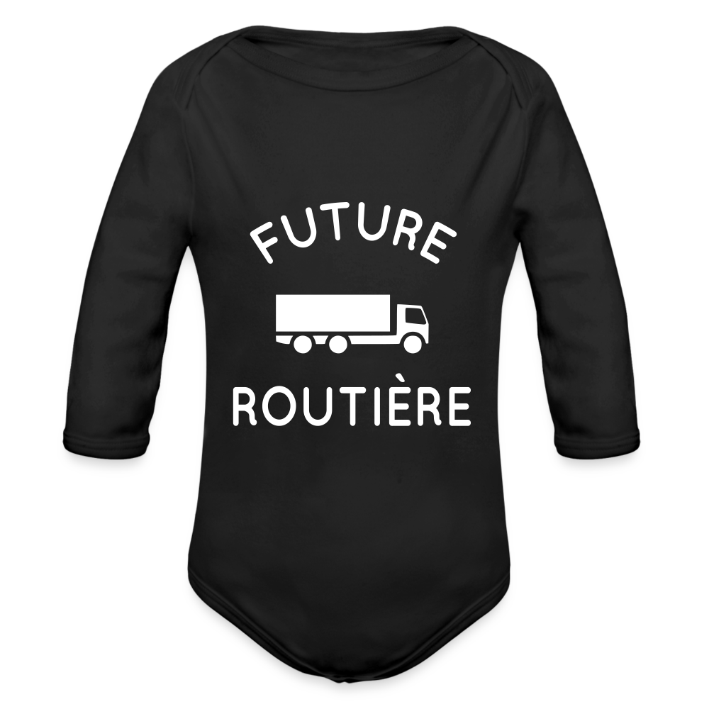Body Bébé bio manches longues - Future routière - noir