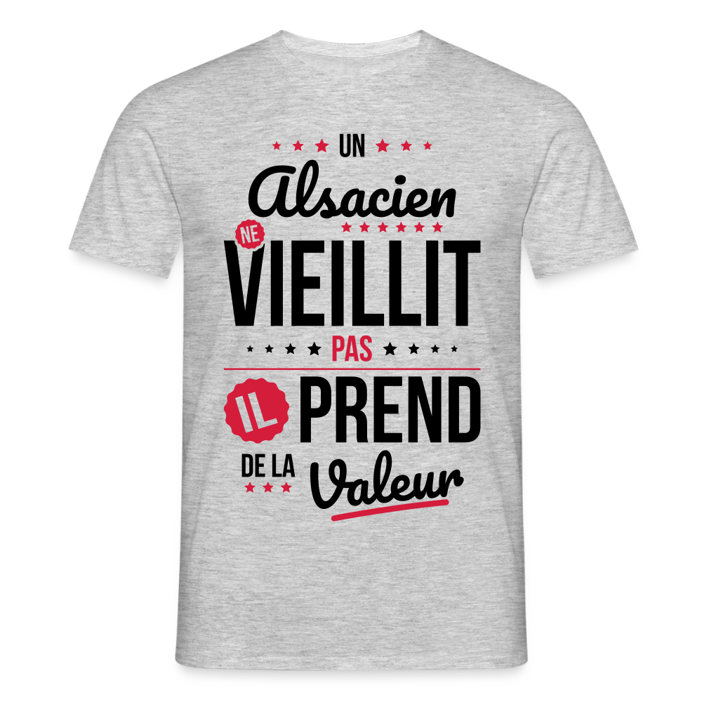 T-shirt Homme - Un Alsacien ne vieillit pas - gris chiné