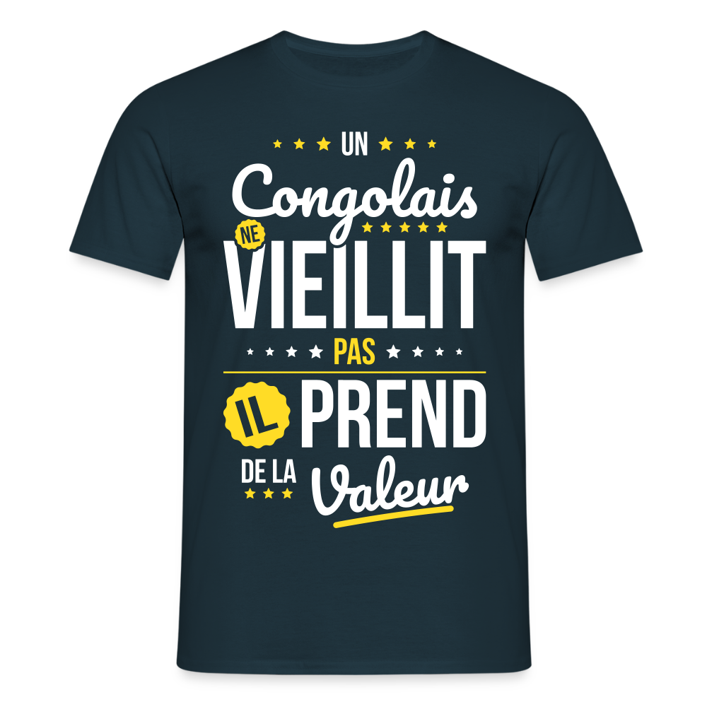 T-shirt Homme - Un Congolais ne vieillit pas - marine