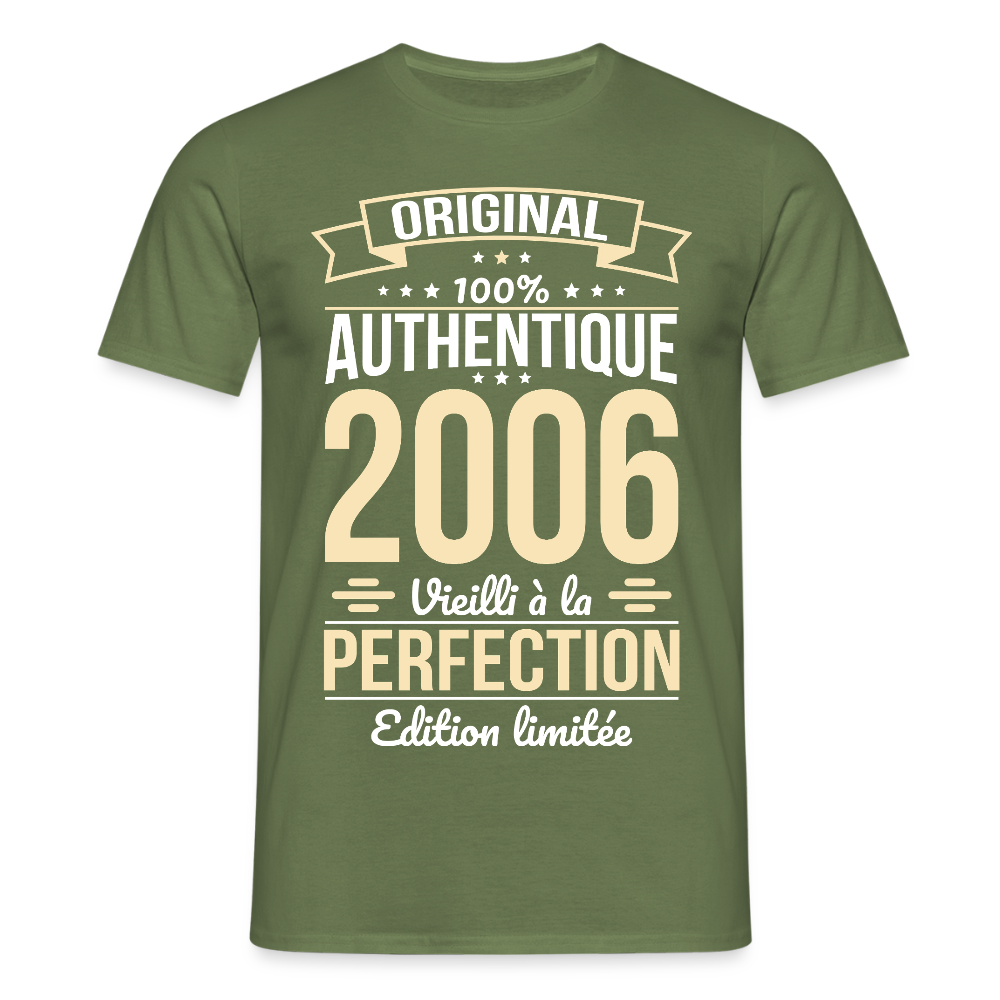 T-shirt anniversaire homme 20 ans – Original 2006 - vert militaire