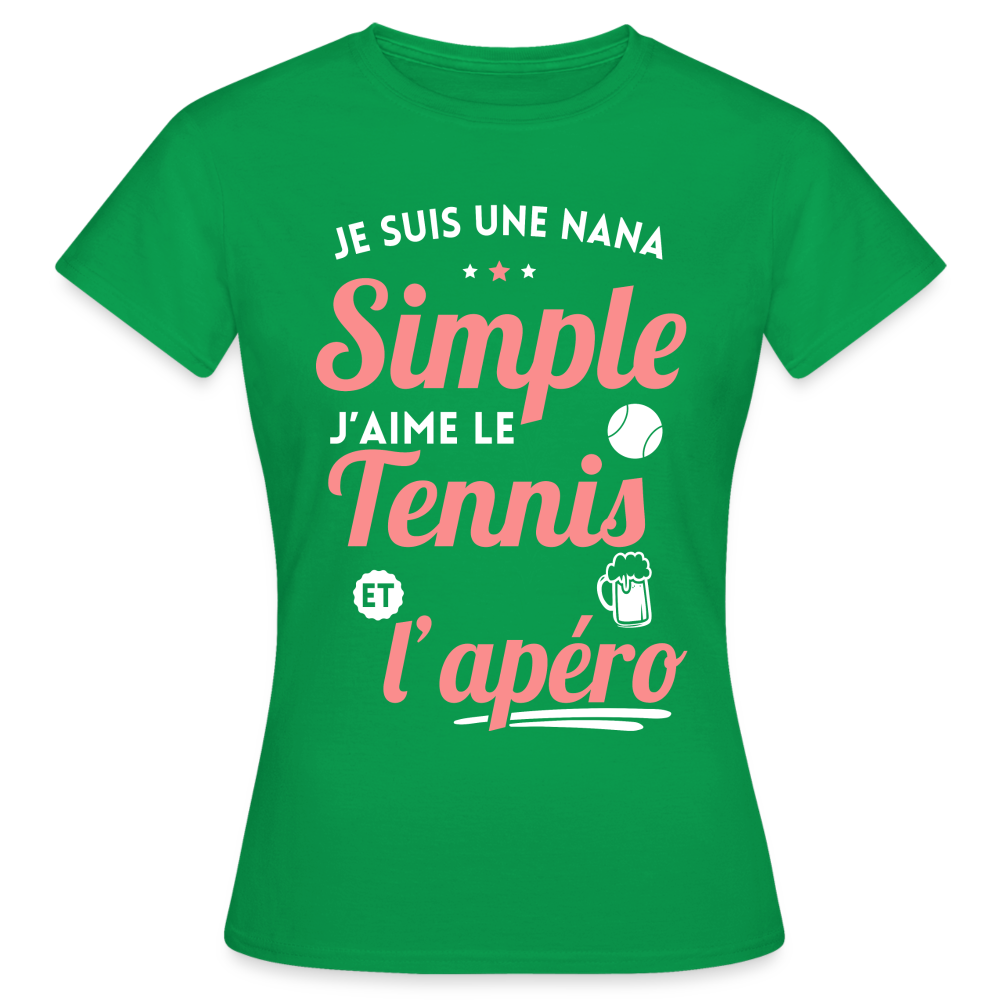 T-shirt Femme - J'aime le tennis et l'apéro - vert
