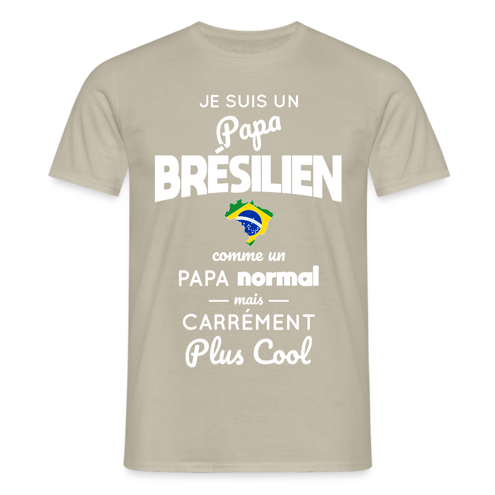 T-shirt Homme - Papa Brésilien Plus Cool - beige sable