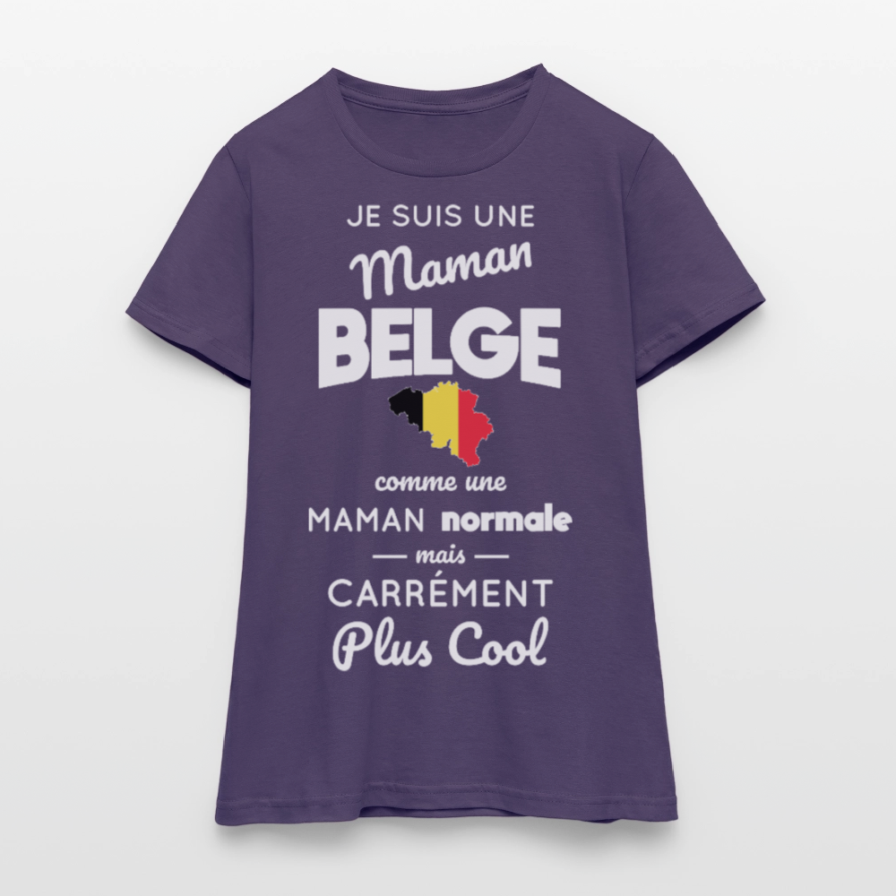 T-shirt Femme - Maman Belge plus cool - violet foncé