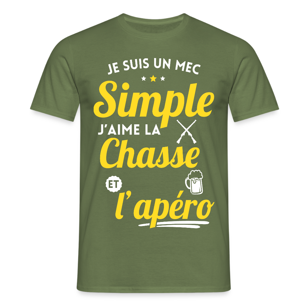 T-shirt Homme - J'aime la chasse et l'apéro - vert militaire
