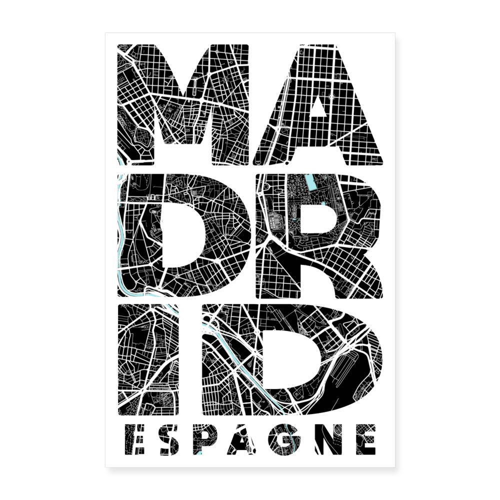 Poster Madrid - Plan Madrid - 40 x 60 cm - blanc