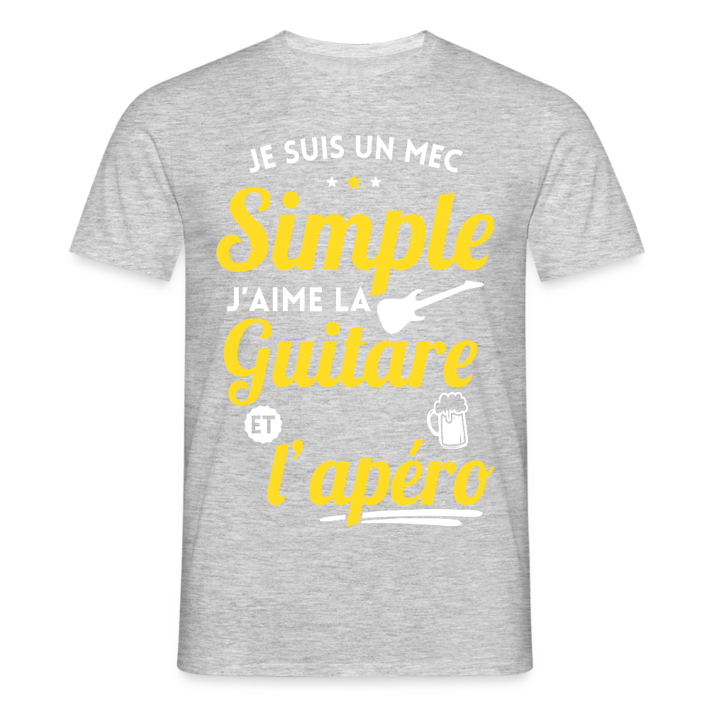 T-shirt Homme - J'aime la guitare et l'apéro - gris chiné