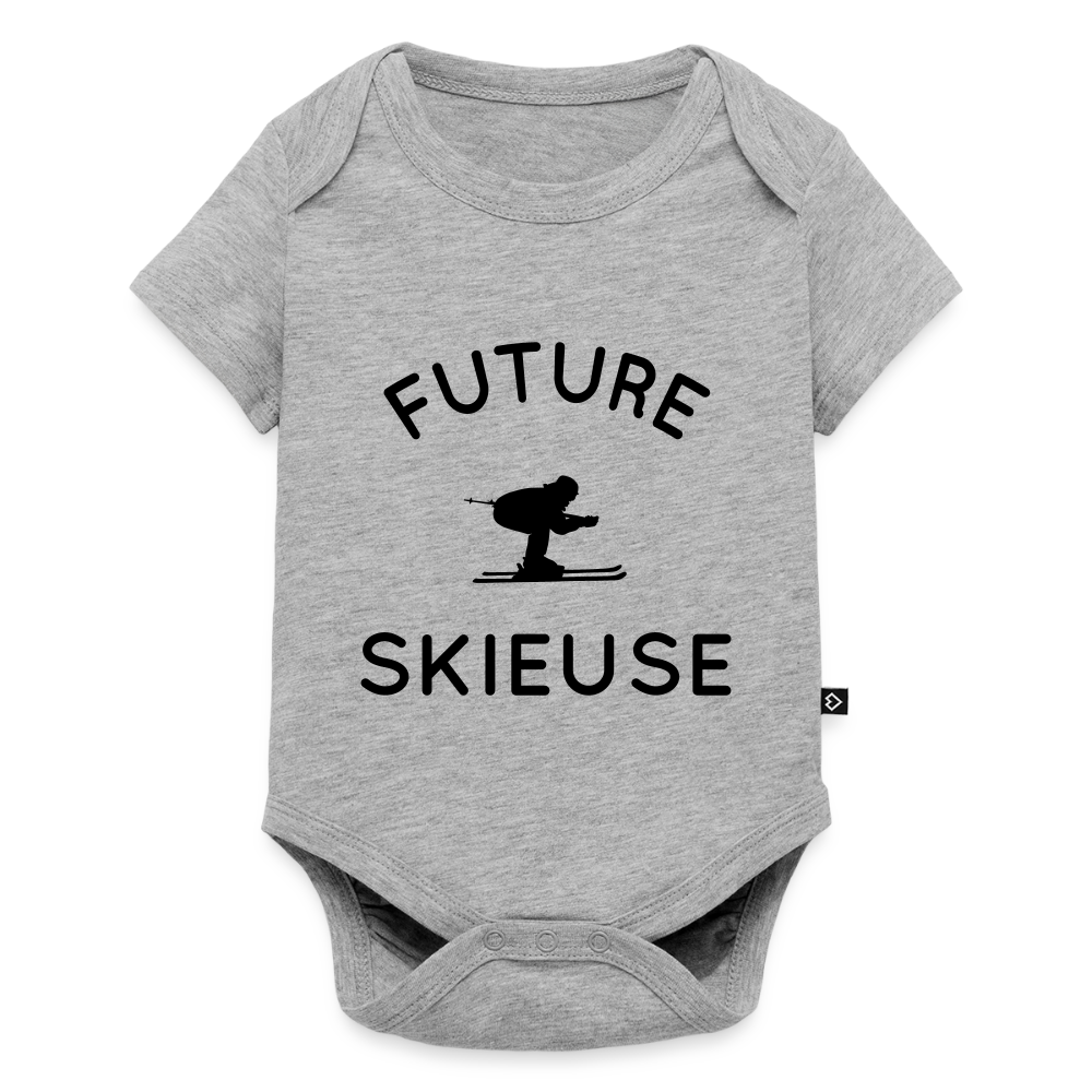 Body Bébé bio manches courtes - Future skieuse - gris chiné
