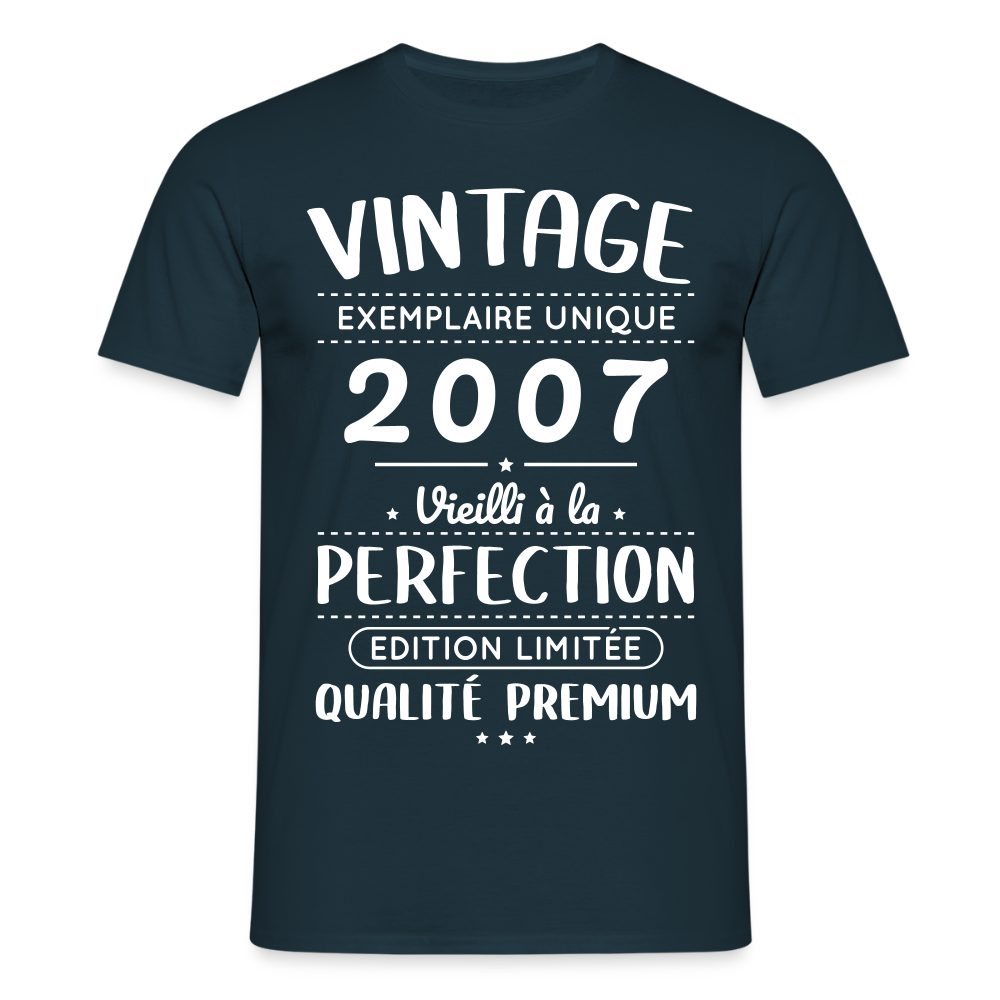 T-shirt Homme - Anniversaire 18 Ans - Vintage 2007 - marine