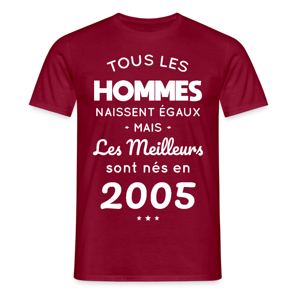 T-shirt Homme - Anniversaire 20 Ans - Les meilleurs sont nés en 2005 - rouge brique