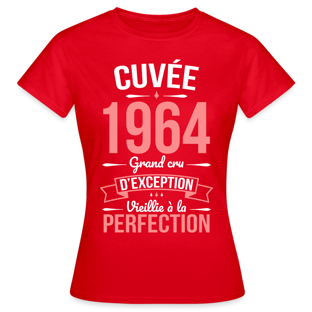 T-shirt Femme - Anniversaire 61 Ans - Cuvée 1964 - rouge
