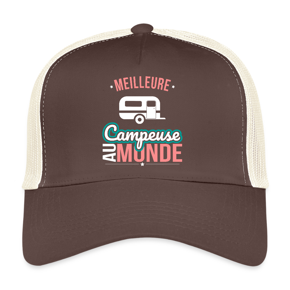 Casquette Trucker - Meilleure campeuse au monde - marron/beige