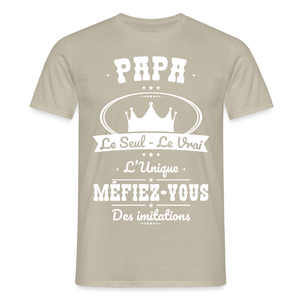 T-shirt Homme - Papa - Le Seul - Le Vrai - L'Unique - beige sable