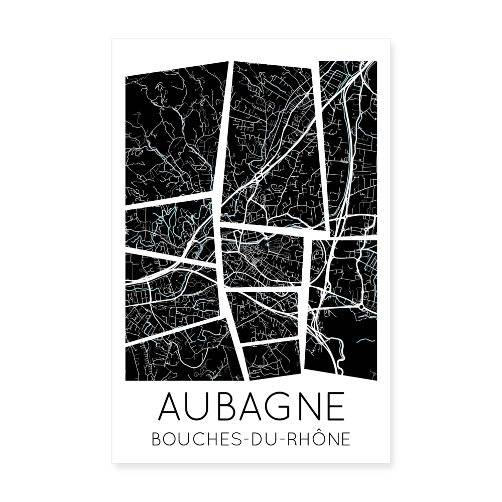 Poster Aubagne - Plan Aubagne - 20 x 30 cm - blanc