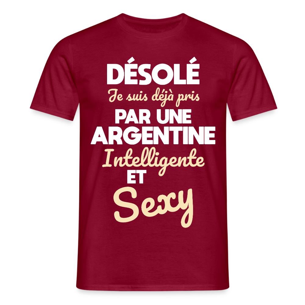 T-shirt Homme - Je suis déjà pris par une Argentine intelligente et sexy - rouge brique