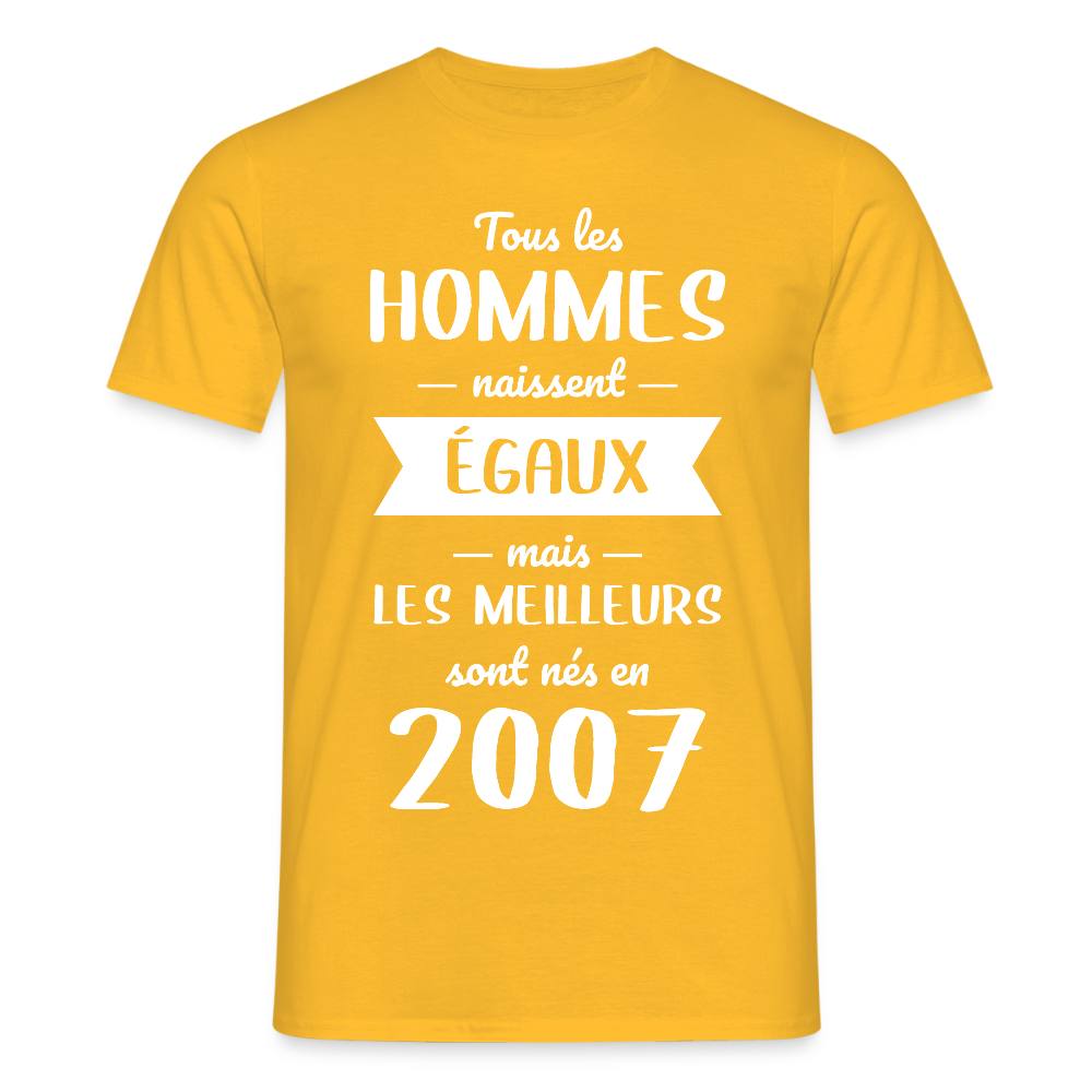 T-shirt Homme - Anniversaire 18 Ans - Les meilleurs sont nés en 2007 - jaune