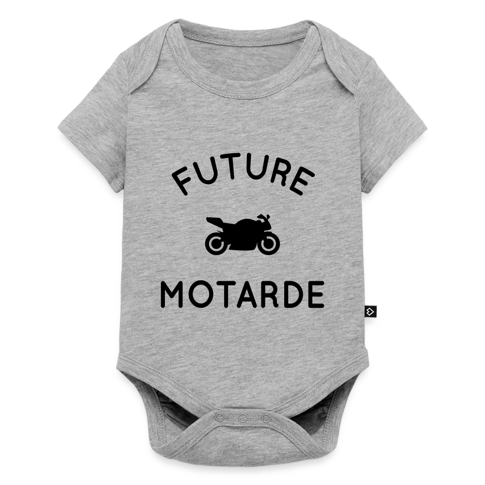Body Bébé bio manches courtes - Future motarde - gris chiné