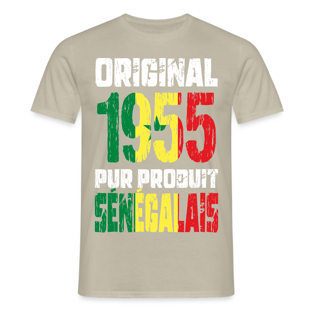 T-shirt Homme - Anniversaire 70 Ans - Original 1955 - Pur produit Sénégalais - beige sable