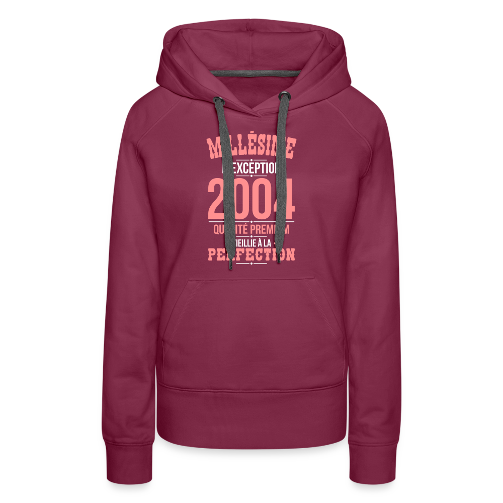 Sweat à capuche Premium Femme - Anniversaire 21 Ans - Millésime 2004 - bordeaux