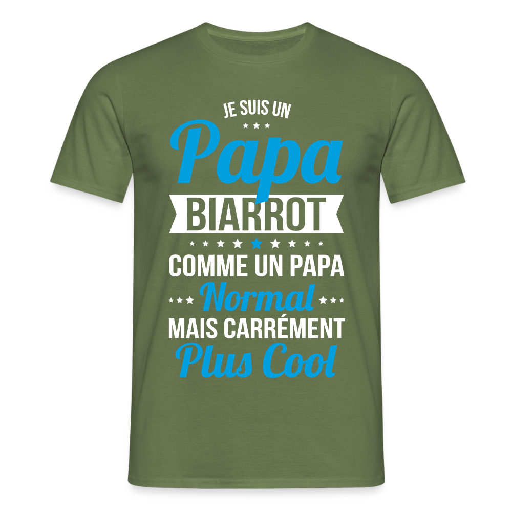 T-shirt Homme - Papa Biarrot Plus Cool - vert militaire