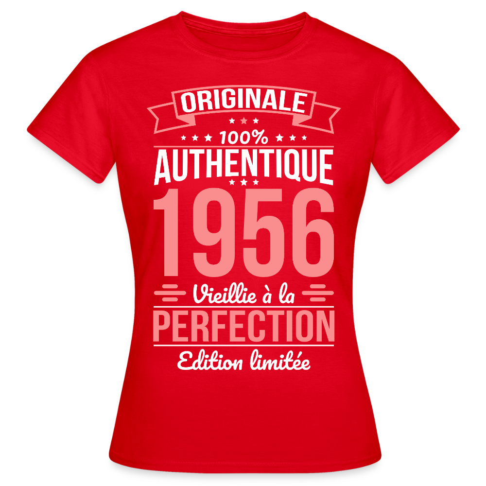 T-shirt anniversaire femme 70 ans – Originale 1956 - rouge