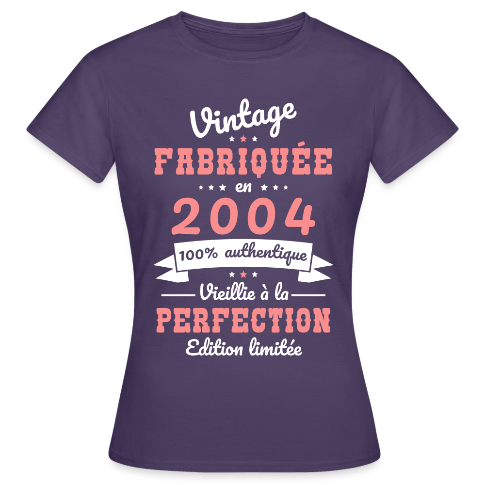 T-shirt Femme - Anniversaire 21 Ans - Vintage Fabriquée en 2004 - violet foncé