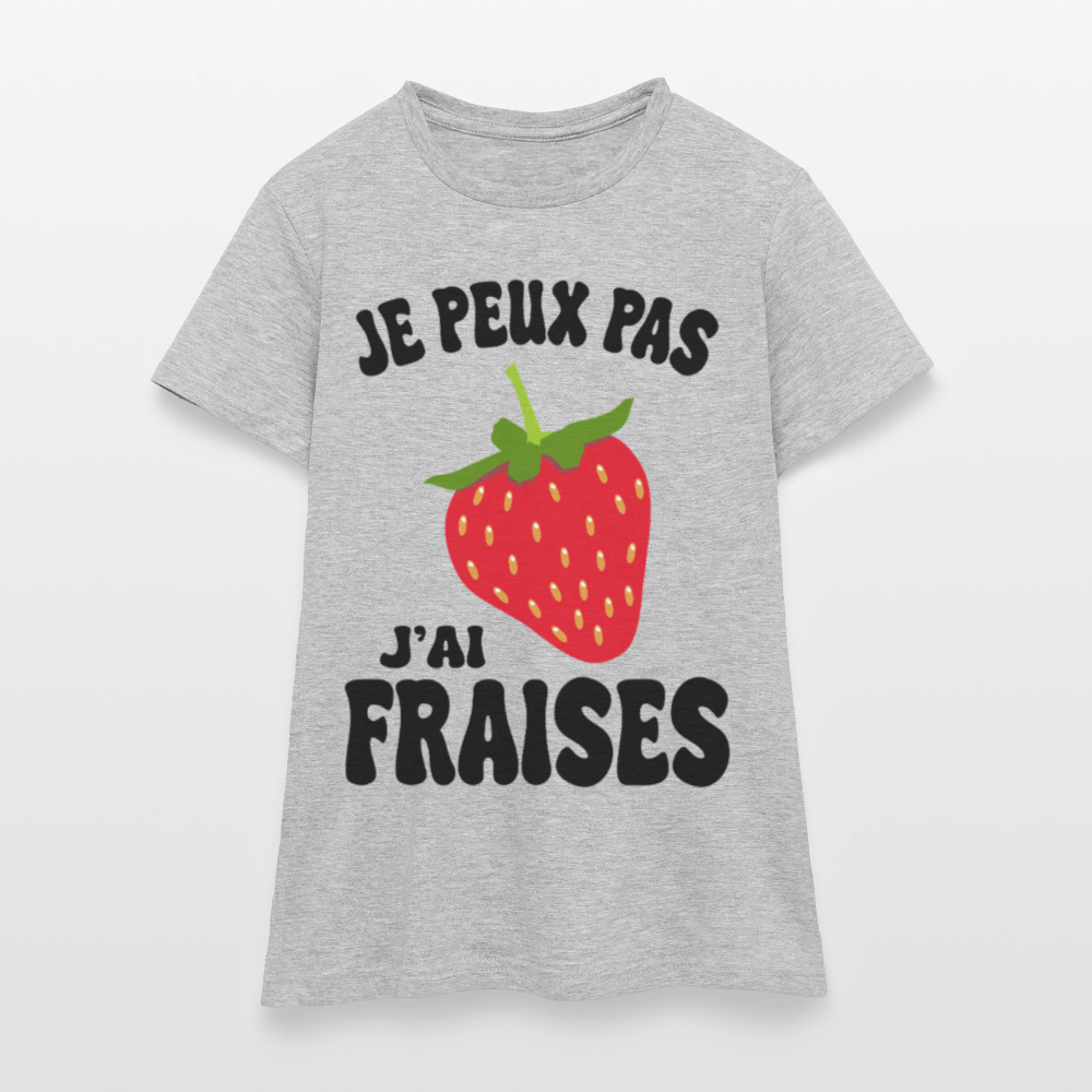 T-shirt Femme - Je peux pas j'ai fraises - gris chiné