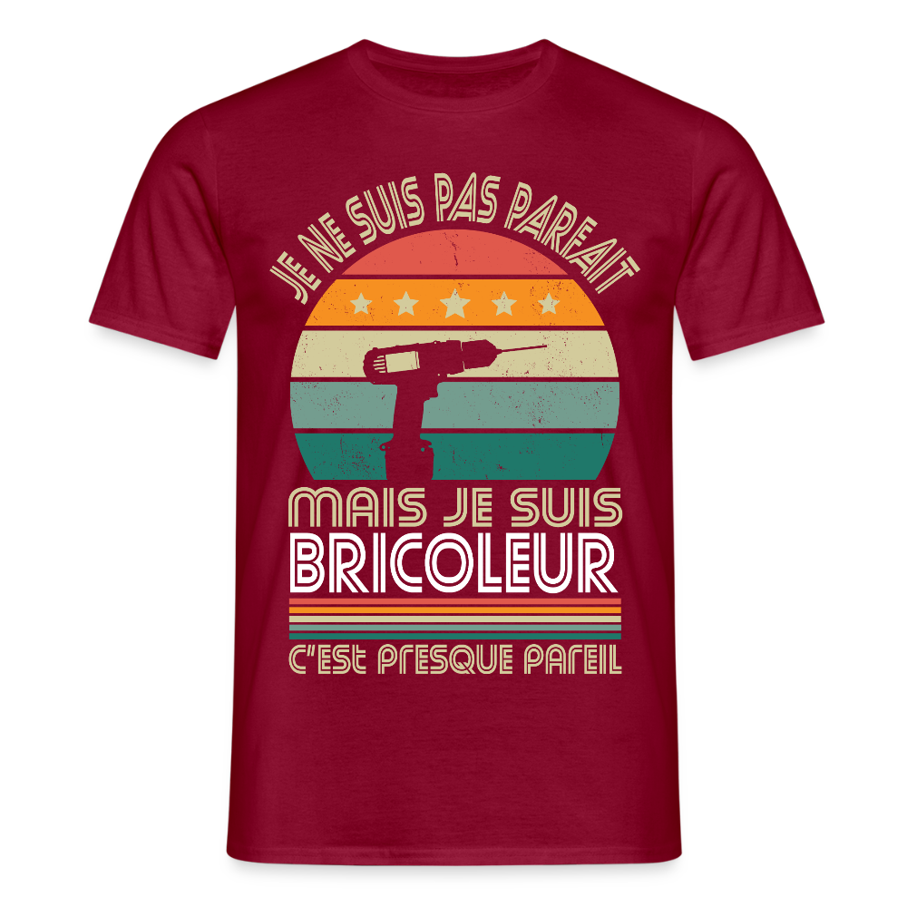 T-shirt Homme - Je ne suis pas parfait mais je suis Bricoleur - rouge brique