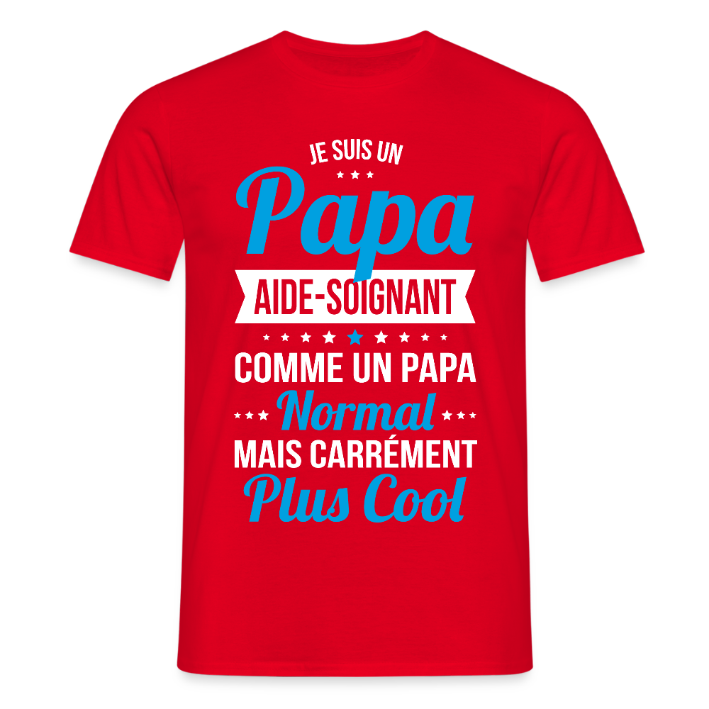 T-shirt Homme - Papa aide-soignant plus cool - rouge