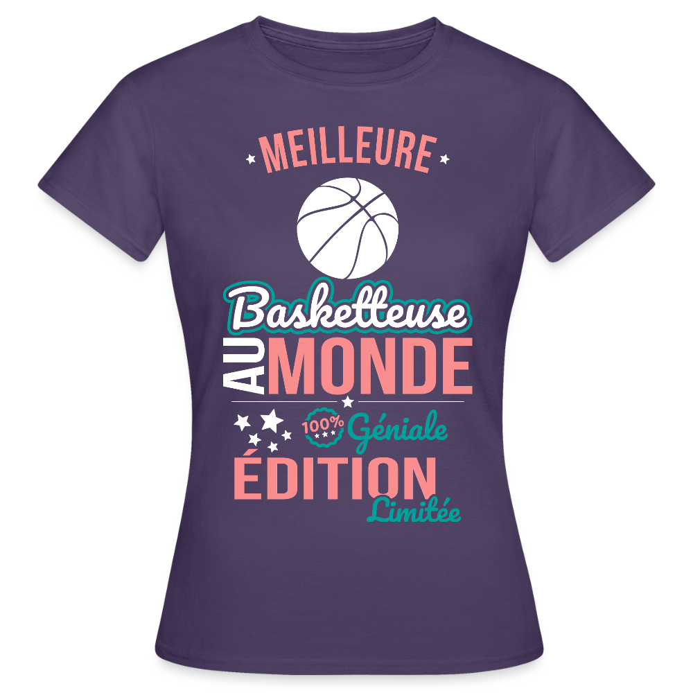 T-shirt Femme - Meilleure Basketteuse au monde - 100% géniale - violet foncé